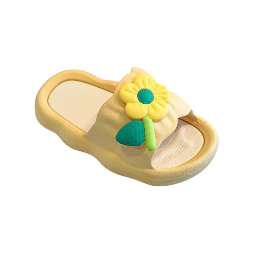 YCBMINGCAN Mädchen Sommer Prinzessin Blumen rutschfeste weiche Unterseite draußen tragen Sandalen Hausschuhe Hausschuhe Kinder Mädchen 23 (Yellow, 26 Toddler) von YCBMINGCAN