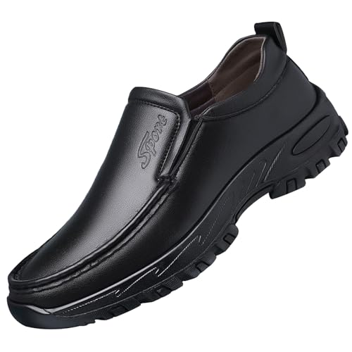 YCBMINGCAN Mode Sommer und Männer Lederschuhe niedrigen Absatz Spitze Zehen Schnürung Volltonfarbe Casual Business British Schuhe Herren Business Dunkelbraun (Black, 40) von YCBMINGCAN