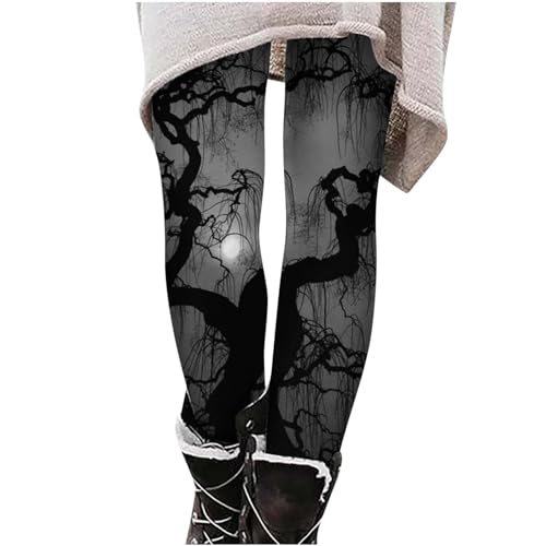 YCBMINGCAN Modische und Bequeme Slim-Fit-Halloween-Fledermaus-Print-Freizeithosen-Leggings für Damen Kinder Rucksack 6 Jahre (Black, S) von YCBMINGCAN