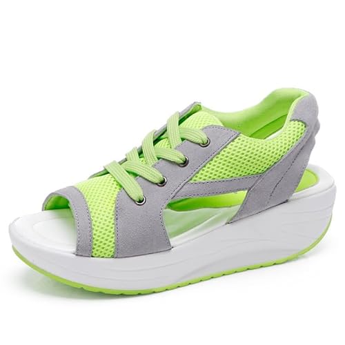 YCBMINGCAN Plateauschuhe für Damen, modisch, lässig, atmungsaktiv, leicht, Plateausandalen, Sportsandalen, Laufschuhe Für Schuhe Winter Damen (Green, 40) von YCBMINGCAN