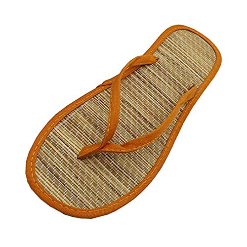 YCBMINGCAN Stille rutschfeste Flat Flop Pantoffeln Rattan Sandalen bequeme Frauen Frauen-Hausschuh Silber Schuhe Damen (Orange, 39) von YCBMINGCAN