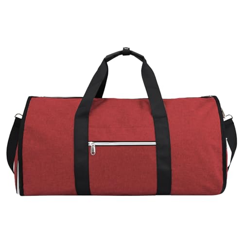 YCBMINGCAN Tasche Reisetasche Faltbare Kleidung Kleidersack mit Schuhbeutel Großraumanzug Handgepäck Wochenend-Reise Kleidersack Taschen Für Yogamatten (Red, One Size) von YCBMINGCAN