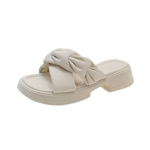 YCBMINGCAN Vielseitige Sommersandalen mit dicker Sohle für Damen Luftkissen Schuhe Damen (White, 39) von YCBMINGCAN