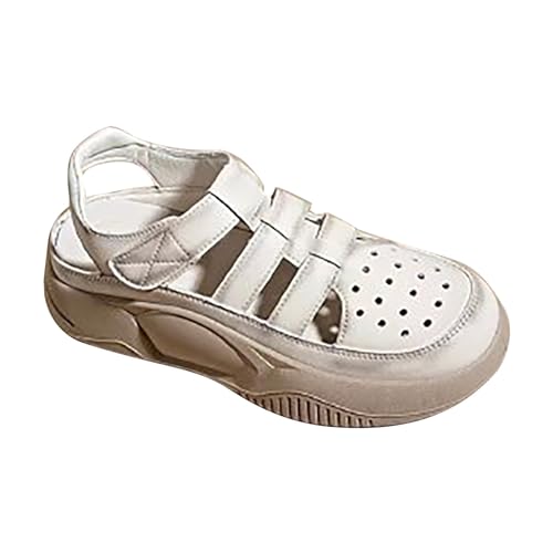 YCBMINGCAN Weiche Sohle Damenschuhe Retro Hohl Baotou Sport Dicke Sohle Sandalen Bots Damen Schuhe (White, 36) von YCBMINGCAN