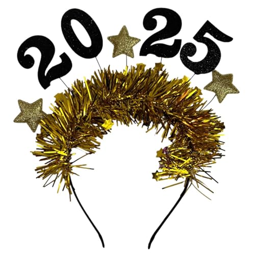 YCHUCH Haar-Accessoires, festliches goldenes 2025er-Zahlenstern-Stirnband für Damen, Party-Haar-Accessoire, modischer Kopfschmuck, Party-Kopfbedeckung YCHUCH Haar-Accessoires, festliches goldenes 2025er-Zahlenstern-Stirnband für Damen, Party-Haar-Accessoire, modischer Kopfschmuck, Party-Kopfbedeckung von YCHUCH