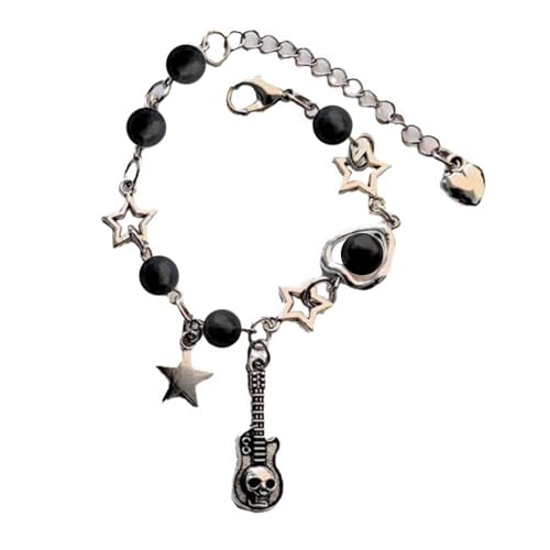 YCHUCH Stilvolles Herz-, Stern-, Totenkopf-Armband, modische Perlen-Handgelenkkette, Schmuckanhänger für Musikliebhaber, SizeApprox.18x5cm/7.08x1.96inches, Metalllegierung und ABS YCHUCH Stilvolles Herz-, Stern-, Totenkopf-Armband, modische Perlen-Handgelenkkette, Schmuckanhänger für Musikliebhaber, SizeApprox.18x5cm/7.08x1.96inches, Metalllegierung und ABS von YCHUCH