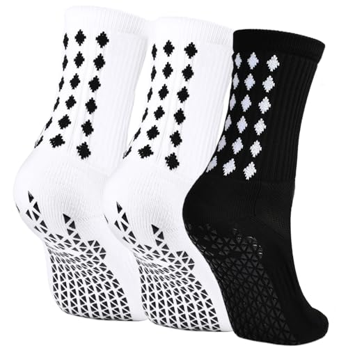 YCQQPRO Grip Socken Fussball Herren Damen, 1/3 Paar Atmungsaktiv Rutschfest Fußball Socken, Unisex Elastische, Anti Rutsch Sportsocken Für Basketball Yoga Wandern Laufen (39-46) von YCQQPRO