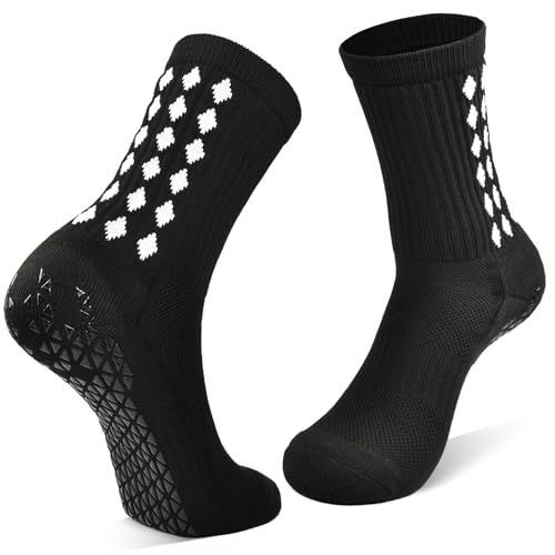 YCQQPRO Grip Socken Fussball Herren Damen, 1/3 Paar Atmungsaktiv Rutschfest Fußball Socken, Unisex Elastische, Anti Rutsch Sportsocken Für Basketball Yoga Wandern Laufen (39-46) von YCQQPRO