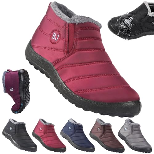 YCYATS BJ Winterschuhe, Wasserdicht Warm Plush Gefütterte Schneestiefel Stiefeletten, Winter Outdoors Rutschfeste Stiefel Boots (Rot, Erwachsene, Damen, 41, Numerisch, EU Schuhgrößensystem, M) von YCYATS