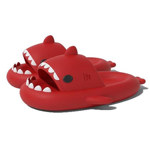 YCYATS Hai Schlappen Shark Slides, Cloud Shark Pillow Slippers, Hausschuhe Unisex Badeschuhe für Sommer (Rot, Erwachsene, Damen, 36, Numerisch (von/bis), EU Schuhgrößensystem, 37, M) von YCYATS