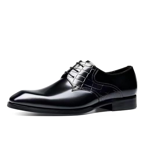 Formelle Oxford-Schuhe for Herren, for Schnüren, quadratische Zehenpartie, Kunstleder-Derby-Schuhe, Blockabsatz, niedrige Spitze, rutschfest, rutschfest, Gummisohle, Abschlussball(Color:Schwarz,Size:4 von YDNH