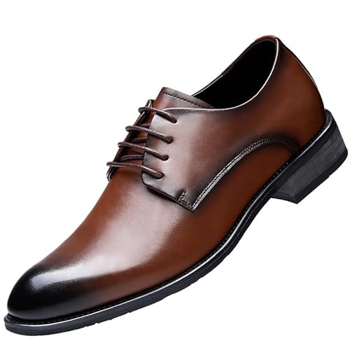 Formelle Schuhe for Männer, mit Schnürung, spitzer Spitze, brünierter Zehenpartie, Derby-Schuhe aus Kunstleder, rutschfeste, rutschfeste Gummisohle, rutschfeste Partyschuhe(Color:Braun,Size:43 EU) von YDNH