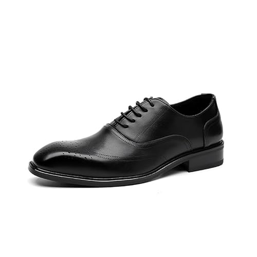 Oxford-Schuhe for Herren, for Schnüren, quadratische Zehenpartie, Brogue-Flügelspitzen, veganes Leder, Oxford-Schuhe, Blockabsatz, niedrige Spitze, rutschfeste Gummisohle, rutschfeste Hochzeit(Size:39 von YDNH