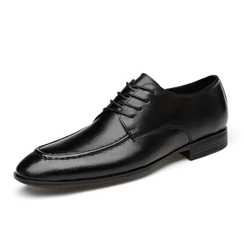 Oxford-Schuhe for Herren mit Schnürung, spitzer Zehenbereich, brünierte Zehenpartie, Schürzen-Zehenbereich, Leder-Derby-Schuhe, niedriger Schaft, rutschfest, rutschhemmend, Business(Color:Schwarz,Size von YDNH