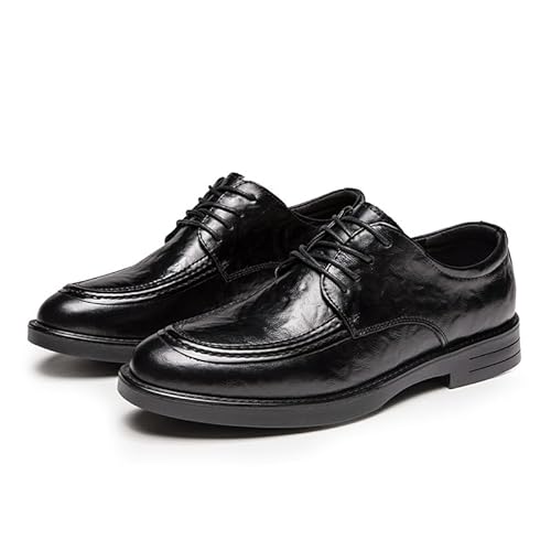 Oxford-formelle Schuhe for Männer, for Schnüren, runde Zehenpartie, veganes Leder, Schürzenzehe, Derby-Schuhe, Blockabsatz, rutschfest, rutschfest, niedrige Oberseite, rutschfest, Hochzeit(Size:40 EU) von YDNH