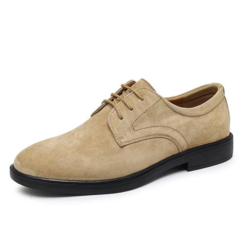 YDNH Formelle Oxford-Schuhe for Herren, mit Schnürung, runde Zehenpartie, Wildleder-Derby-Schuhe mit Gummisohle, niedrige Oberseite, rutschfest, rutschfest, for Hochzeit(Color:Braun,Size:39 EU) von YDNH