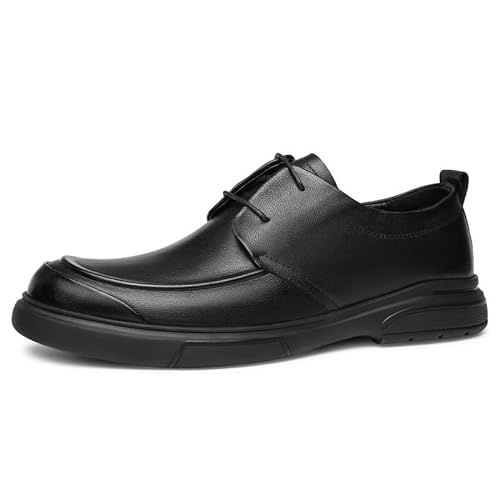 YDNH Formelle Schuhe for Männer for Schnüren, runde Zehenpartie, echtes Leder, Schürzenzehe, Derby-Schuhe, niedrige Oberseite, Gummisohle, Blockabsatz, rutschfest, Hochzeit(Size:41 EU) von YDNH