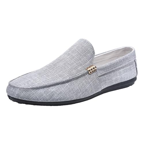 YDNH Herren-Loafer, runde Zehen, Wildleder, einfarbig, Stoffschuhe, bequem, leicht, rutschfest, lässig, Slip-on(Color:Gray,Size:44 EU) von YDNH