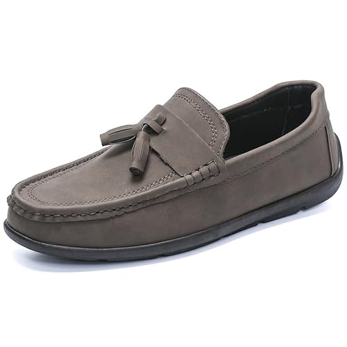 YDNH Herren-Loafer, runde Zehenpartie, PU-Leder, Penny-Loafer, Quaste, rutschfest, flexibel, bequem, Hochzeit, Klassische Slip-Ons (Color : Braun, Size : 43 EU) von YDNH