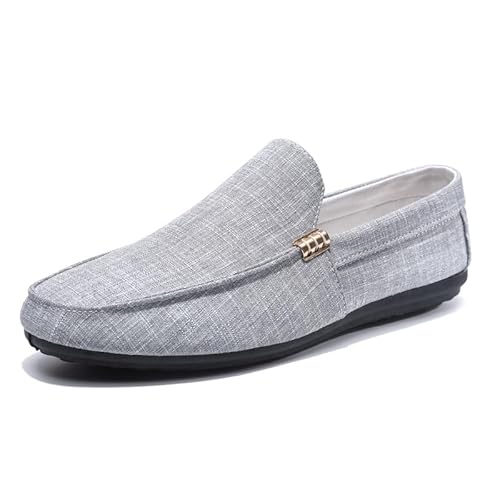 YDNH Herren-Loafer-Schuhe, runde Zehen, Mokassins, Stoff-Loafer-Schuhe, Flacher Absatz, flexibel, rutschfest, for den Außenbereich (Color : Gray, Size : 41 EU) von YDNH