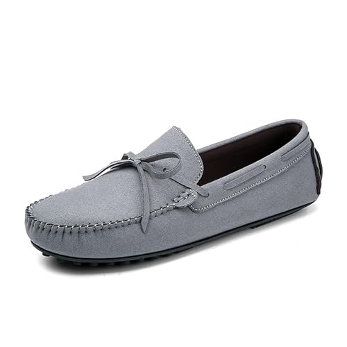 YDNH Herren-Loafer mit runder Zehenpartie, PU-Leder, for Fahren, leicht, bequem, rutschfest, lässig, Slip-on(Color:Gray,Size:44 EU) von YDNH