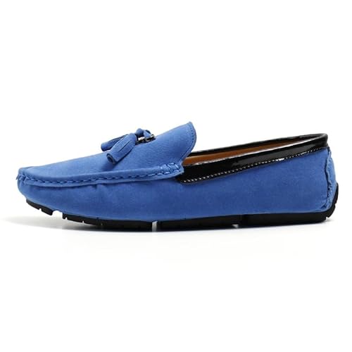 YDNH Herren-Loafer mit runder Zehenpartie, veganes Wildleder, Fahr-Loafer mit Quaste, rutschfest, flexibel, for Hochzeiten (Color : Royal Blue, Size : 39 EU) von YDNH