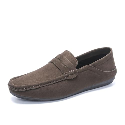 YDNH Herren-Slipper, PU-Leder, Penny-Loafer, rutschfest, Flacher Absatz, rutschfest, for den Außenbereich (Color : Braun, Size : 40 EU) von YDNH