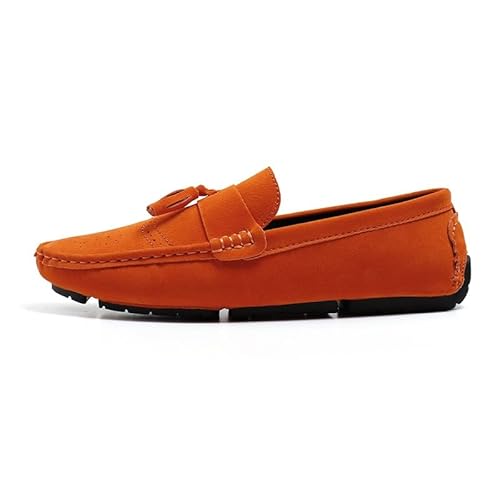 YDNH Herren-Slipper, Penny-Loafer mit Quaste, Wildleder-Vamp, flexibel, rutschfest, bequem, for den Außenbereich(Color:Orange,Size:39 EU) von YDNH