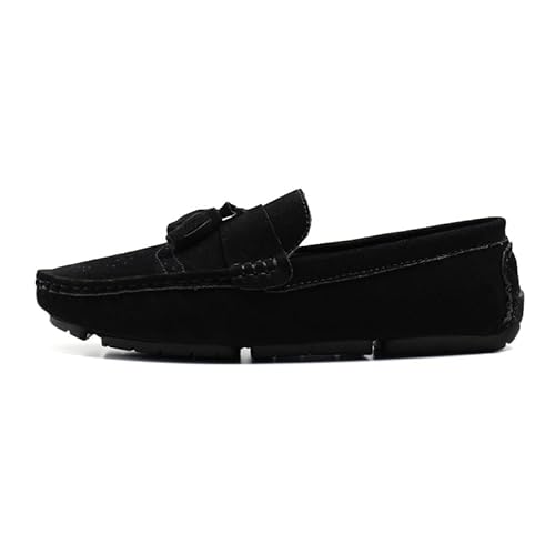 YDNH Herren-Slipper, Penny-Loafer mit Quaste, Wildleder-Vamp, flexibel, rutschfest, bequem, for den Außenbereich(Color:Schwarz,Size:41 EU) von YDNH