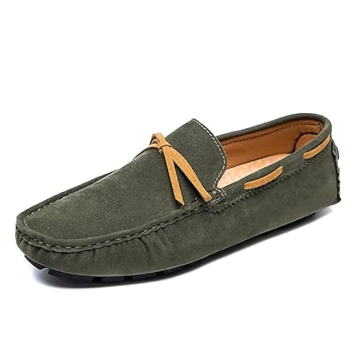 YDNH Loafer for Herren, Wildleder, Vamp, Fahrstil, Loafer, Bootsschuhe, bequem, Flacher Absatz, rutschfest, modisch, Hochzeit, Slip-on(Color:Dark Green,Size:41 EU) von YDNH