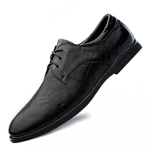 YDNH Oxford-Kleiderschuhe for Herren, Schnürung, runde Zehenpartie, Leder, einfarbig, Derby-Schuhe, Blockabsatz, rutschfest, rutschfest, Low-Top, klassisch(Color:Schwarz,Size:39 EU) von YDNH