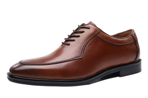 YDNH Oxford-Schuhe for Herren, for Schnüren, quadratische, brünierte Zehenpartie, PU-Leder, Schürzenzehen-Oxford-Schuhe, niedrige Oberseite, Gummisohle, rutschfest, Hochzeit(Color:Braun,Size:38 EU) von YDNH