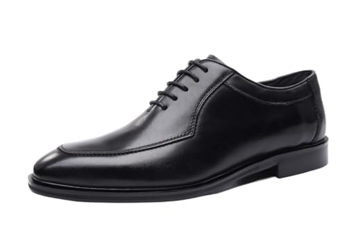 YDNH Oxford-Schuhe for Herren, for Schnüren, quadratische, brünierte Zehenpartie, PU-Leder, Schürzenzehen-Oxford-Schuhe, niedrige Oberseite, Gummisohle, rutschfest, Hochzeit(Color:Schwarz,Size:45 EU) von YDNH