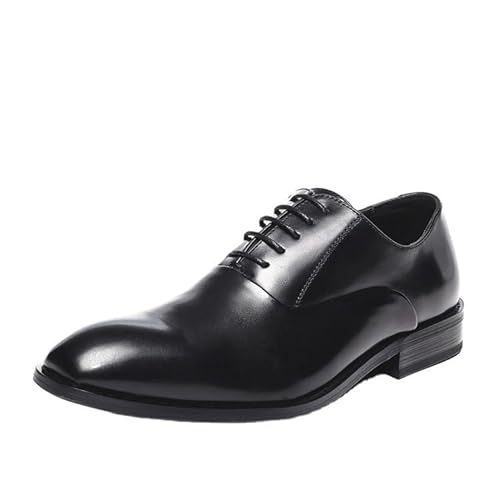 YDNH Oxford-Schuhe for Herren, for Schnüren, runde, brünierte Zehenpartie, Leder-Oxford-Schuhe, niedrige Oberseite, Gummisohle, rutschfest, Blockabsatz, Party(Color:Schwarz,Size:38 EU) von YDNH