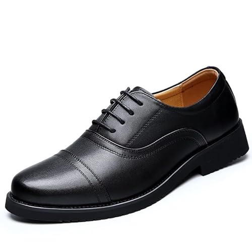 YDNH Oxford-Schuhe for Herren, for Schnüren, runde Spitze, PU-Leder, Cap-Toe-Oxford-Schuhe, rutschfest, Blockabsatz, niedrige Oberseite, Gummisohle, klassisch(Size:40 EU) von YDNH