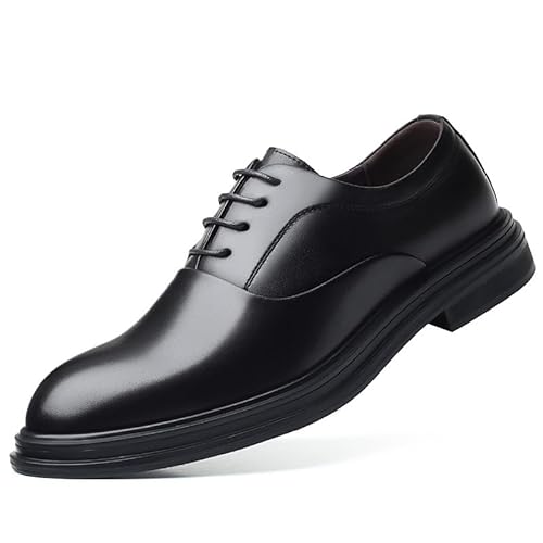 YDNH Oxford-Schuhe for Herren, for Schnüren, runde Spitze, einfarbig, Kunstleder, Oxford-Schuhe, Blockabsatz, rutschfeste Gummisohle, rutschfest, Low-Top-Business(Size:41 EU) von YDNH