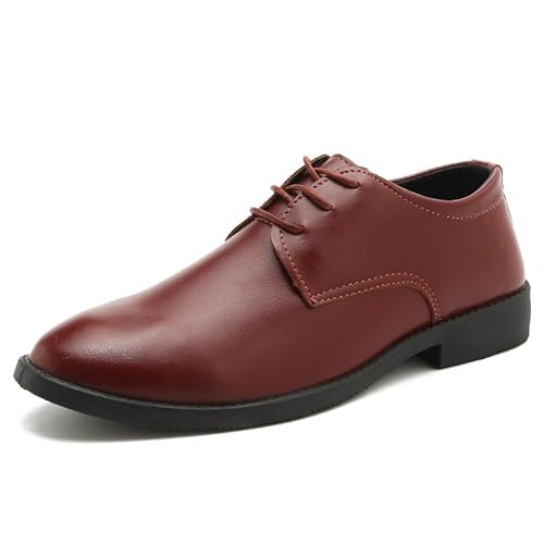 YDNH Oxford-Schuhe for Herren, mit Schnürung, runde Zehenpartie, veganes Leder, Derby-Schuhe, rutschfest, Blockabsatz, rutschfest, Business(Color:Braun,Size:39 EU) von YDNH