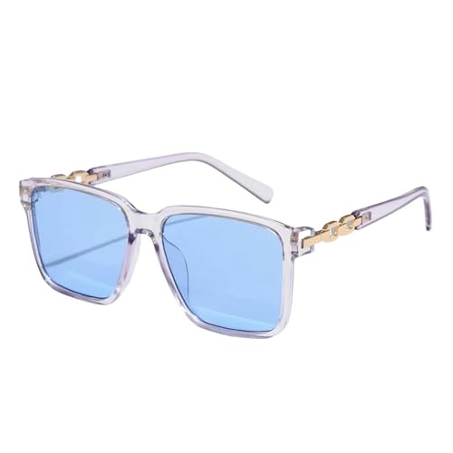 YDRABFLE Damen-Sonnenbrille Damen Sonnenbrille Quadratische Art Sonnenbrille Zubehör Gradient Lens Brillen Weiblich-Klar Blau von YDRABFLE