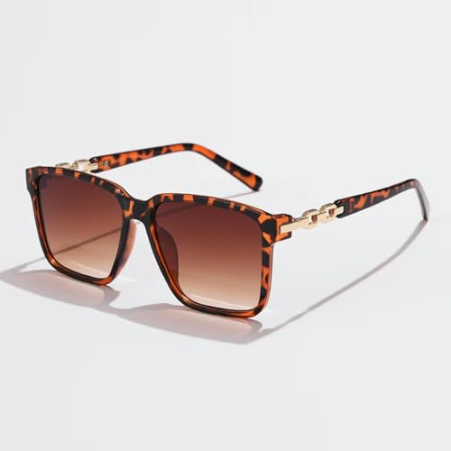 YDRABFLE Damen-Sonnenbrille Damen Sonnenbrille Quadratische Art Sonnenbrille Zubehör Gradient Lens Brillen Weiblich-Leopard von YDRABFLE