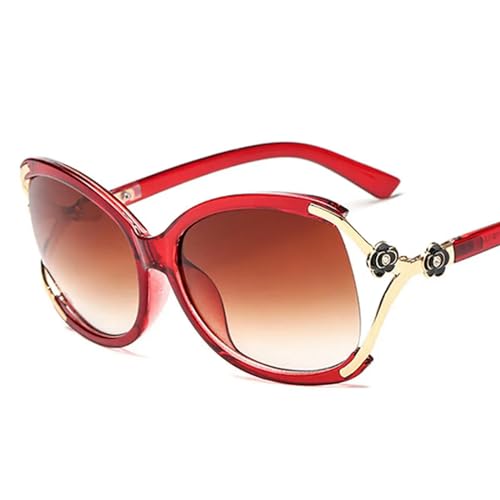 YDRABFLE Damen-Sonnenbrille Große Rahmen Sonnenbrille Frauen Sonnenbrille Outdoor Travel Shades Driving Goggles-Rot von YDRABFLE