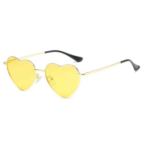 YDRABFLE Damen-Sonnenbrille Herz Geformte Polarisierte Sonnenbrille Frauen Männer Süße Eyewear Party Sonnenbrille Outdoor Goggle-Gelbgold-Metallrahmen von YDRABFLE