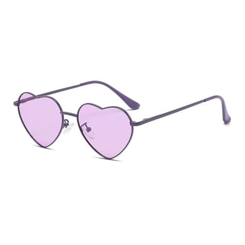 YDRABFLE Damen-Sonnenbrille Herz Geformte Polarisierte Sonnenbrille Frauen Männer Süße Eyewear Party Sonnenbrille Outdoor Goggle-Lila-Lila-Metallrahmen von YDRABFLE