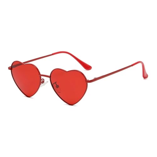 YDRABFLE Damen-Sonnenbrille Herz Geformte Polarisierte Sonnenbrille Frauen Männer Süße Eyewear Party Sonnenbrille Outdoor Goggle-Rot-Rot-Metallrahmen von YDRABFLE