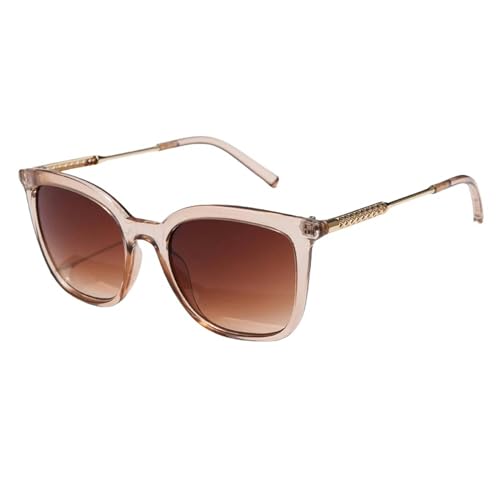 YDRABFLE Damen-Sonnenbrille Klassische Quadratische Sonnenbrille Frauen Männer Sonnenbrille Legierung Rahmen Retro Stil Schatten-Champagner-Als Bild Anzeigen von YDRABFLE