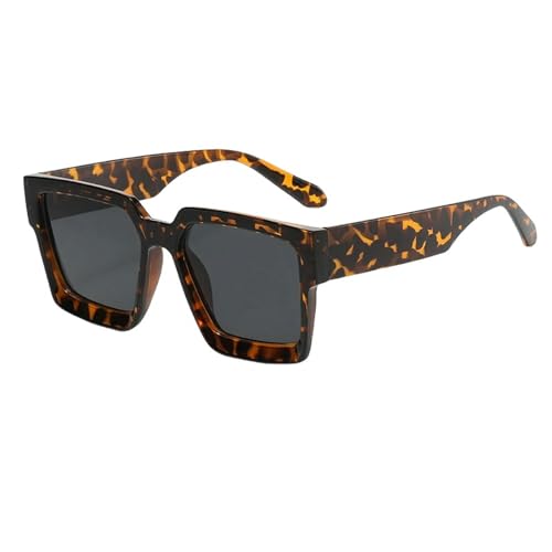 YDRABFLE Damen-Sonnenbrille Quadratische Sonnenbrille Männer Frauen Sonnenbrille Unisexshades Eyewear-Größere Leoparden-Als Bild Anzeigen von YDRABFLE