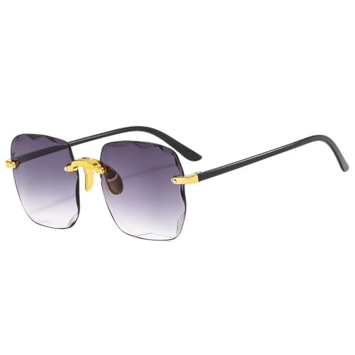 YDRABFLE Damen-Sonnenbrille Rimless Damen Sonnenbrille Gradient Gläser Sonnenbrille Lady Alloy Legs Classic Shades-Grau von YDRABFLE