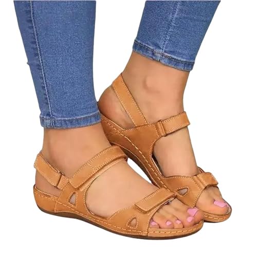 YDRABFLE Sandalen Für Damen Damen Sandalen Weibliche Outdoor Strand Frauen Schuhe Casual Gladiator Plattform Schuhe Damen Schuhe-Braun-35 von YDRABFLE