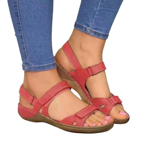 YDRABFLE Sandalen Für Damen Damen Sandalen Weibliche Outdoor Strand Frauen Schuhe Casual Gladiator Plattform Schuhe Damen Schuhe-Rot-41 von YDRABFLE