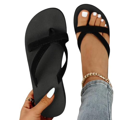 YDRABFLE Sandalen Für Damen Hausschuhe Damen Sandalen Square Head Solid Open Toe Sandalen Outwear Sandalen-Schwarz-42 von YDRABFLE