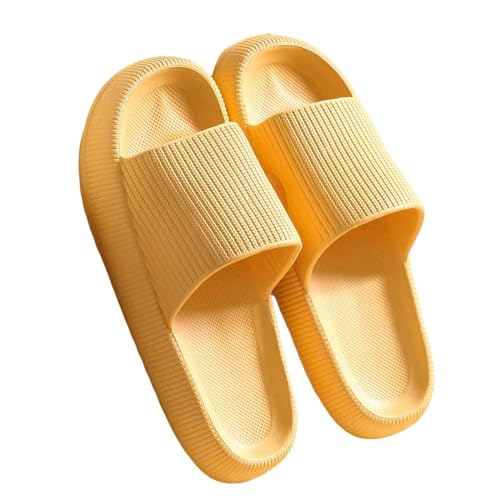 YDRABFLE Sommerhausschuhe Frauen Hausschuhe Cloud Kissen Dias Sommer Weiche Dicke Plattform Home Männer Indoor Anti-Rutsch Flat Flip Flops-A-Gelb-36-37 (Passend 35-36) von YDRABFLE